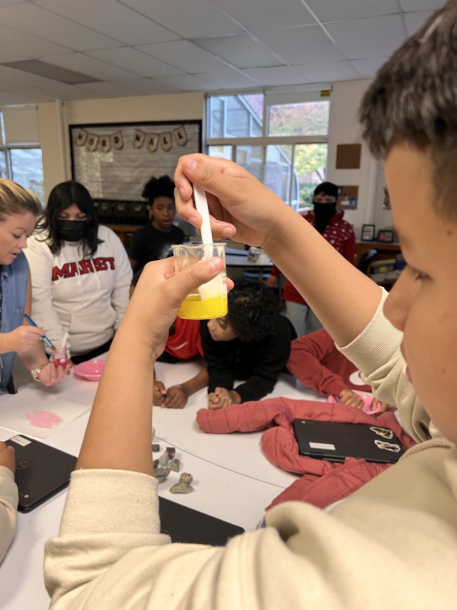 Check out Ms. Garcia’s 6th grade social studies students making early human cave art paint! They were able to connect this process to our scientific study of matter and how it changes when thermal energy is added! Way to go! #wedoscience #wedosocialstudies <a href="/SouthMS_NECSD/">SouthMiddleSchool</a>