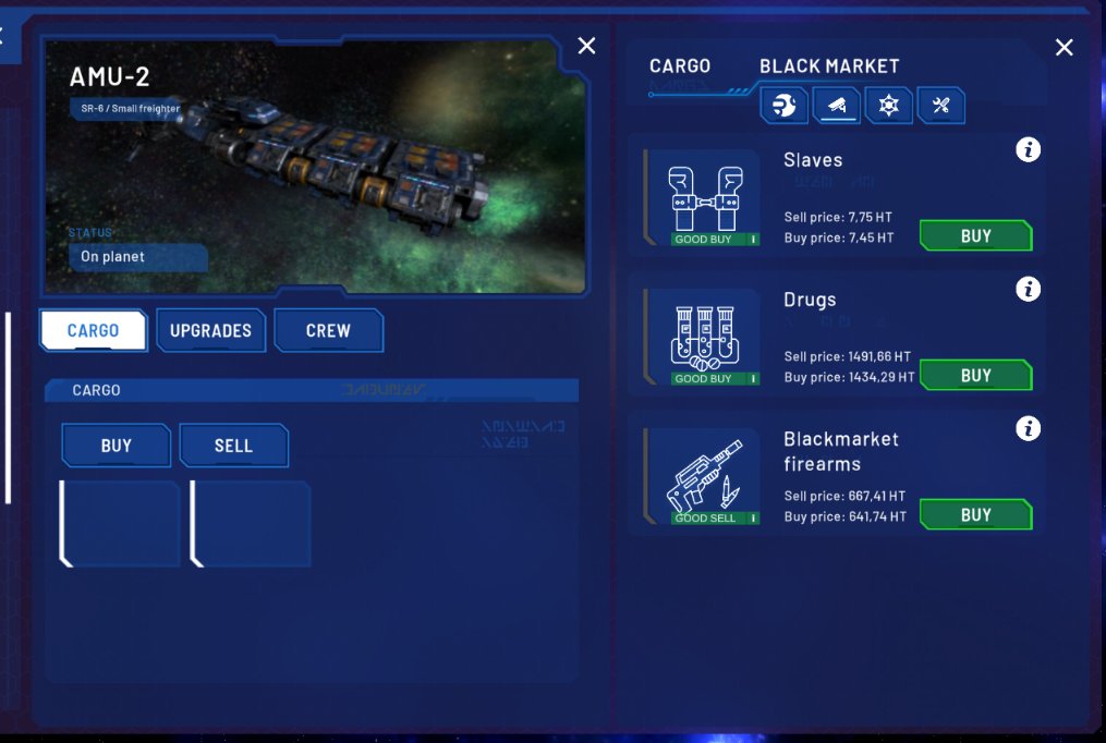 GalacticMerchnt's tweet photo. Merchants, who seek high, but risky profits and don't care much about their reputation, probably will be interested in gaining access to black market.

#gamedev #indiegame #gamedevelopment https://t.co/LNf8K7gUaJ