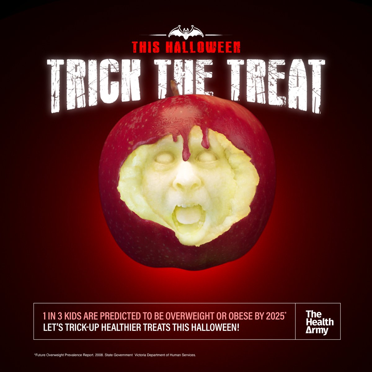 Scream out for change this Halloween and reshape the way we celebrate ‘All Hallows’ Eve’. Let’s get creative and trick-up some healthy options on the 31st.
#trickthetreat #halloweentreats #healthytreats #obesity
Imagery created by Paul Gawman
paulgawman.com