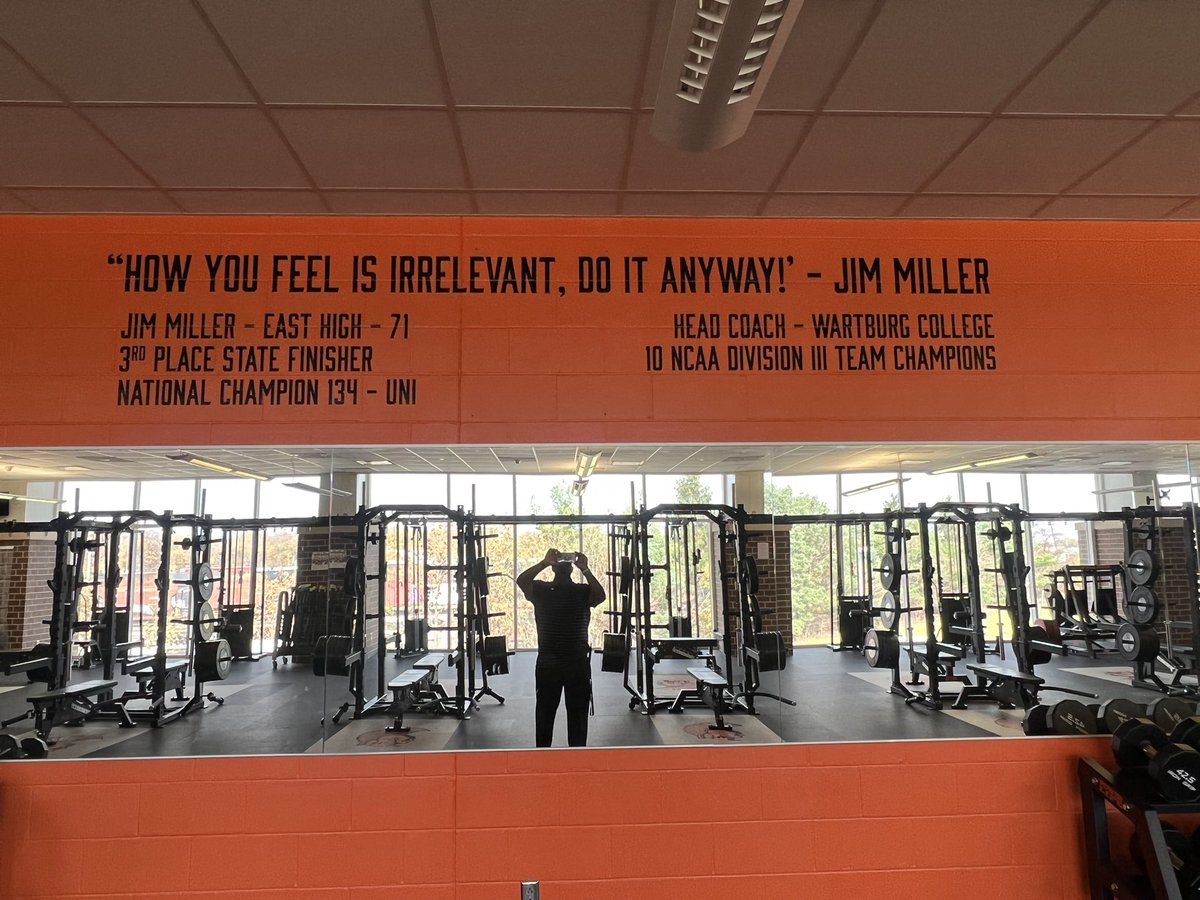 timmoses68's tweet image. Trojan Nation: We have added something new to our weight room! It’s an honor and privilege to pay tribute to the legendary, the great Waterloo East Alum Jim Miller…🐐 Our student / athletes will see this everyday, and they will understand the process…🧡💪🏾🖤
