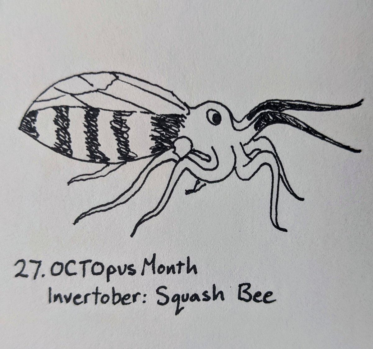 DannaStaaf's tweet photo. forgot to turn on the papillae to mimic the true fluffiness of a squash bee, but at least the coloration is on target! #Invertober2022 #OCTOpusMonth https://t.co/0tEzqdeQfD