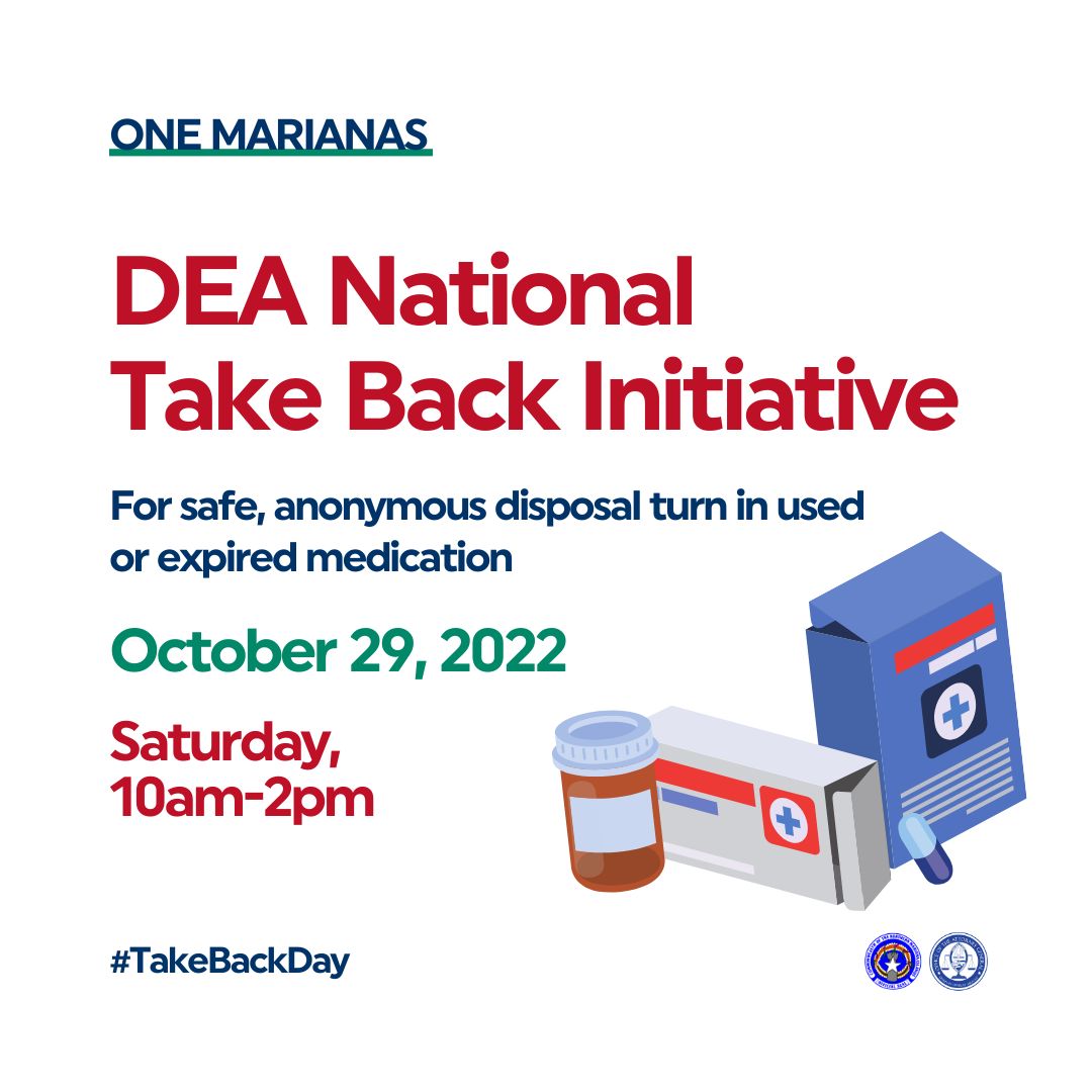 OAGGuam's tweet photo. Help deter drug &amp; opioid abuse by disposing of your unused or expired prescription medications at one of the DEA's Take Back disposal locations this Saturday. Be part of the solution during #TakeBackDay! https://t.co/xtBCacMWD8