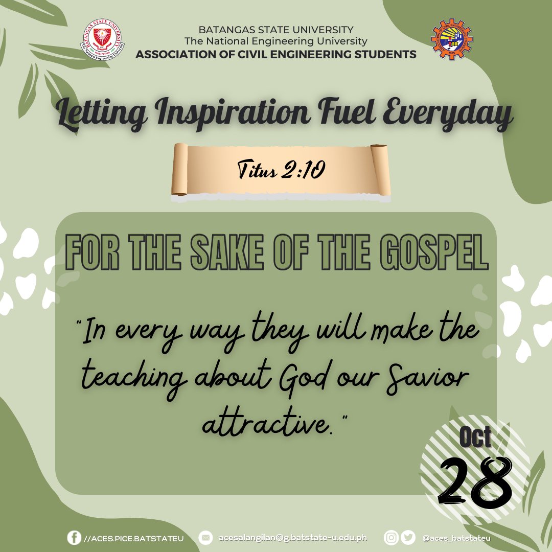 aces_batstateu's tweet photo. Good morning! Be inspired with the Gospel of the Day through LIFE, Letting Inspiration Fuel Everyday!
#LIFE
#WithACESweACEeverything
#ZitoRedSpartans https://t.co/3T3j8osxQK
