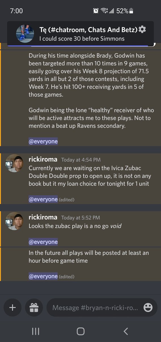 RickiRoma's tweet photo. At @Tailgator_ discord VIP we care about our customers enough to ensure they have enough time to post and make plays in time before its too late or too early. It's a young season, there will always be favorable lines for our cappers #onlyIntheNba
#gamblingtwitter https://t.co/dqABJC30SM