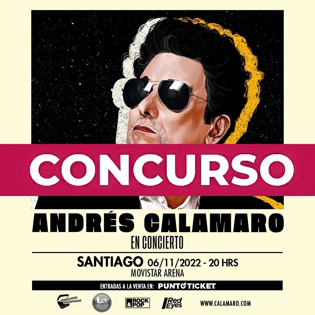 [CONCURSO] Andrés Calamaro vuelve a Chile para presentarse en Movistar Arena este próximo 6 de Noviembre. ¡Tenemos 3 entradas dobles para sortear! ¿Cómo participar? Sigue las instrucciones de este enlace: bit.ly/3sVa6X3 Cc: <a href="/Redeyesconcerts/">RedEyes Concerts</a>