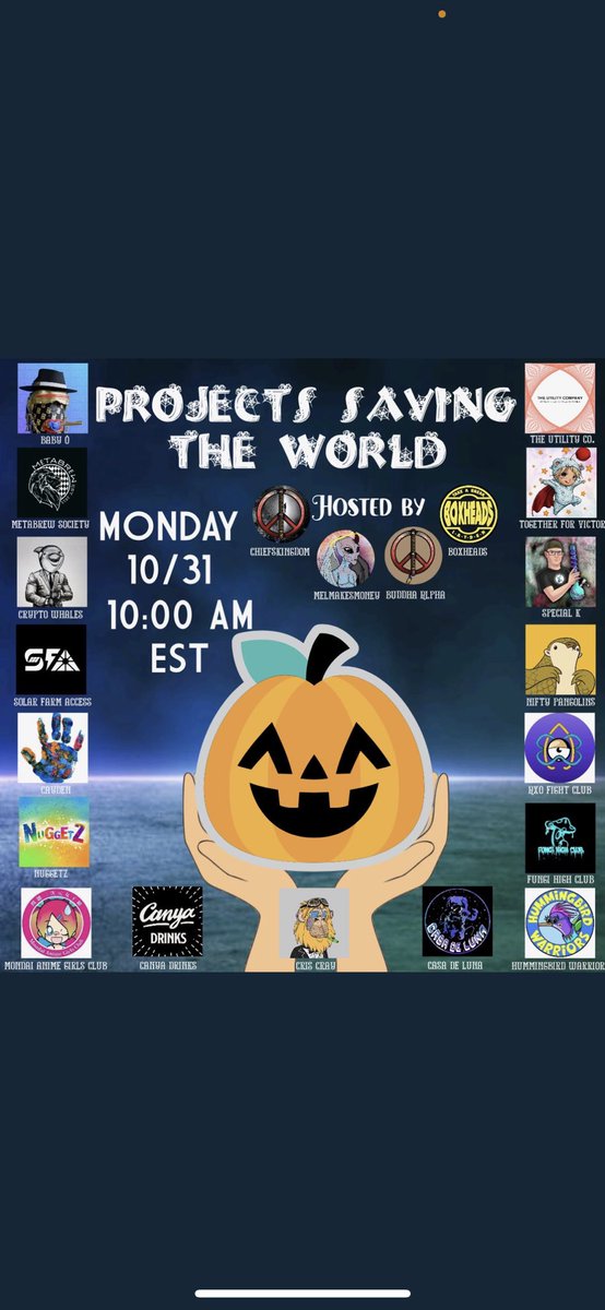 Projects saving the world EP:6 ❤️🧘🏽‍♂️👁️🙏🌎 @chiefskngdmKCMO @The_Utility_Co @HighlyArtistic @Together4Victor @MeliMakesMoney @niftypangolins @axofightclub @rauDesign @AliciaBrauns @NFTBoxHeads @CasaDeLunaNFT @metabrewsociety @FungiHighClub @criscraymusic twitter.com/i/spaces/1gqxv…