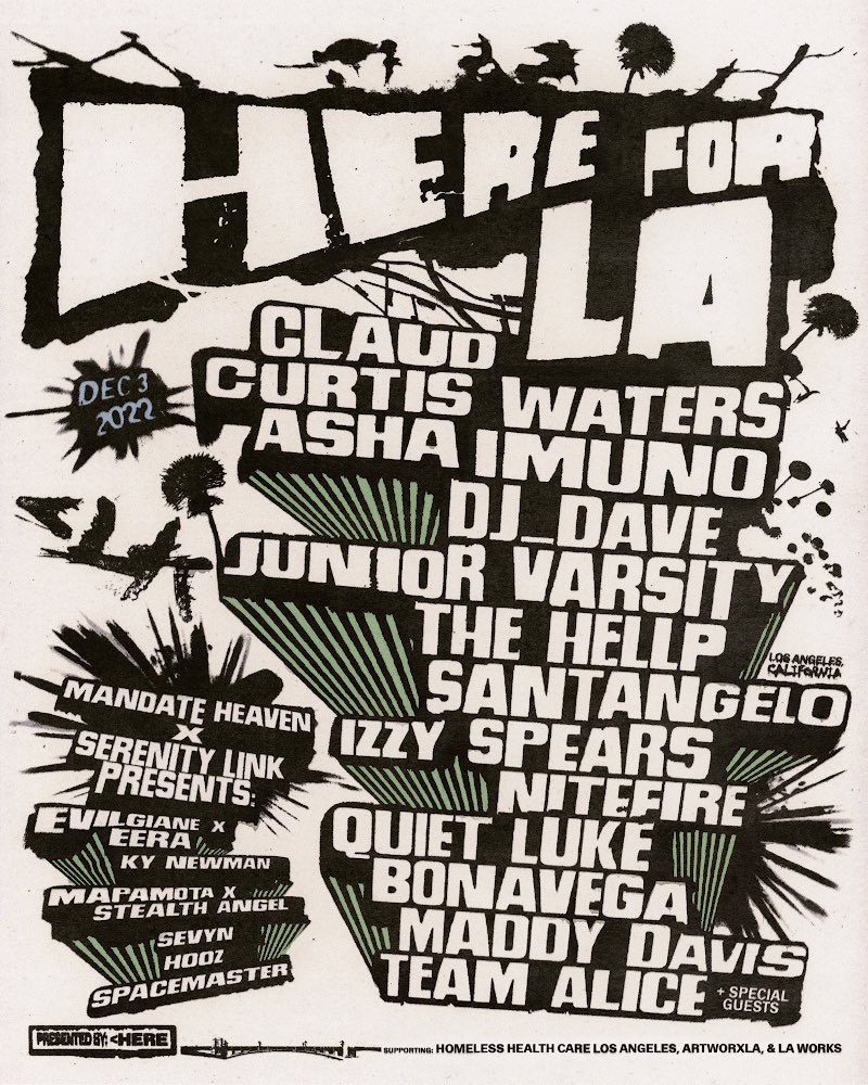 Restless Nites (@restlessnites) on Twitter photo HERE is a new fest concept bringing hyperlocal action to cities around the world, starting 12/3 in LA at <a href="/LARiverStudios/">LARiverStudios</a>. Catch DJs, panels & live sets by <a href="/claudmp3/">Claud</a>, <a href="/imcurtiswaters/">curtis waters</a>, <a href="/AshaImuno/">Asha Imuno</a> & more to directly benefit <a href="/artworxLA/">artworxLA</a> <a href="/LAWorksNow/">L.A. Works</a> & <a href="/TheHHCLA/">HHCLA</a>. More info + tix in bio! HERE is a new fest concept bringing hyperlocal action to cities around the world, starting 12/3 in LA at <a href="/LARiverStudios/">LARiverStudios</a>. Catch DJs, panels & live sets by <a href="/claudmp3/">Claud</a>, <a href="/imcurtiswaters/">curtis waters</a>, <a href="/AshaImuno/">Asha Imuno</a> & more to directly benefit <a href="/artworxLA/">artworxLA</a> <a href="/LAWorksNow/">L.A. Works</a> & <a href="/TheHHCLA/">HHCLA</a>. More info + tix in bio!