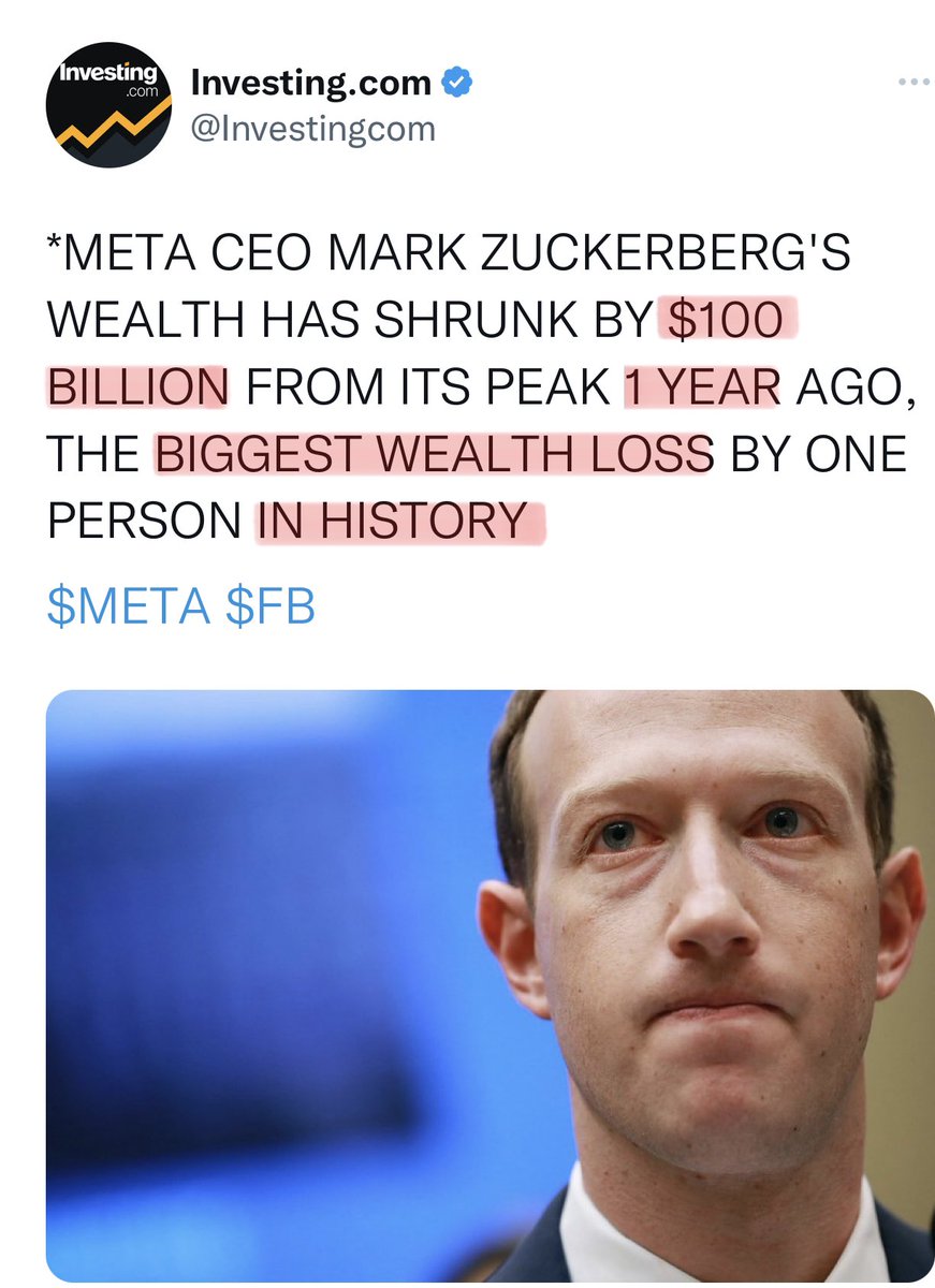 KenanGrace's tweet photo. Y’all keep hearing about #Kanye losing Billions, meanwhile Mark Zuck. Lost the most money of anyone ever . . . Why they not talking about this? https://t.co/FZ8FsDREpP