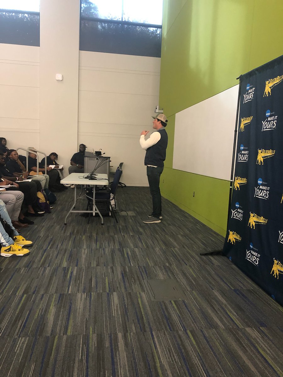 Great opportunity for our young men to receive knowledge from one of the best LB's of All-Time. Thank you for your time and interest in our players and program @LukeKuechly @Panthers #KeepPounding #Everyth1ngEveryday #ETED #GoldBlooded #hbcufootball #jcsu #charlotte