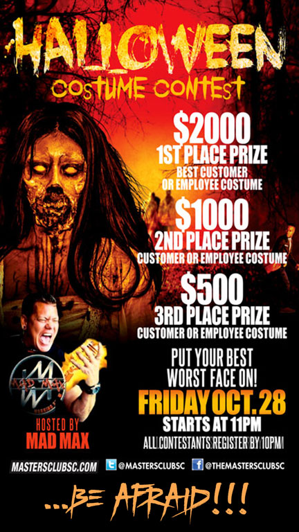 MastersClubSC's tweet photo. Tomorrow night..FRIDAY OCT 28TH ☠️☠️🎃🎃Enter the MASTERS HALLOWEEN COSTUME Contest w/ host MAD MAX!! 👽🤖👹🧛🏻‍♀️🐭Calling all MYRTLE BEACH FreAkS🧟‍♂️🧟🧛🏿‍♂️ come out &amp; plaY for CASH PRIZES FRIDAY OCT 28th at Masters Gentlemen's club! #halloween @mastersclubsc 🎉#myrtlebeach #grandstrand https://t.co/OWFHn1f4I7