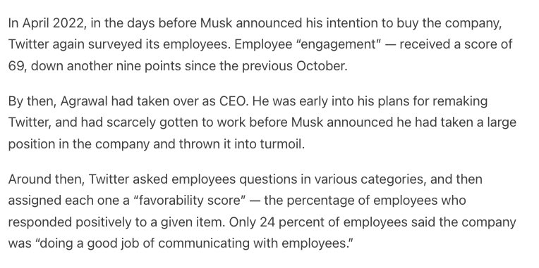 Twitter’s morale problems long predate Elon Musk’s arrival on the scene, according to internal documents reviewed by @ZoeSchiffer and me. The big question is how he’ll fill the leadership vacuum at the company. platformer.news/p/elon-closes-…