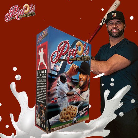 PujolsFive's tweet image. Saturday mornings with my kids just got a little more fun! I am excited to say I have partnered with @plbse to create my own cereal brand, Pujols Crunch. Thank you to everyone at PLB Sports &amp;amp; Entertainment who made this possible. Pujols Crunch is available now, exclusively, at