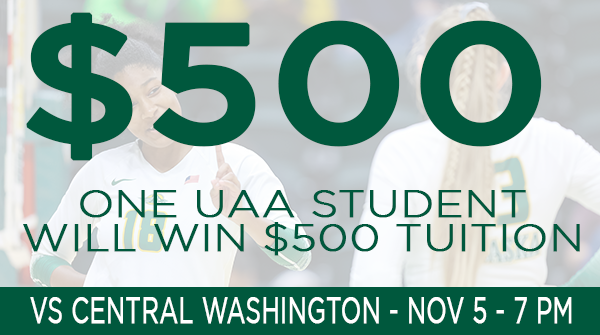 UAAVolleyball's tweet photo. One lucky UAA student will take home a $500 tuition credit at our 'Pack the House' volleyball season finale Nov. 5 at the Alaska Airlines Center. Don't miss your chance to cheer your nationally ranked Seawolves and win! https://t.co/doNEvns21N