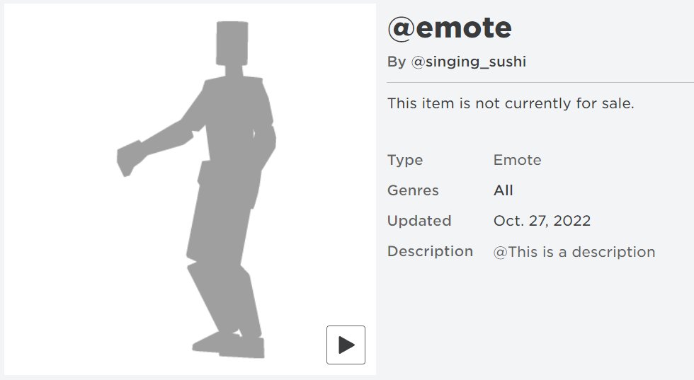 Bloxy News on X: The first user-created Emote was just uploaded to the  Avatar Shop by a #Roblox admin 👀    / X