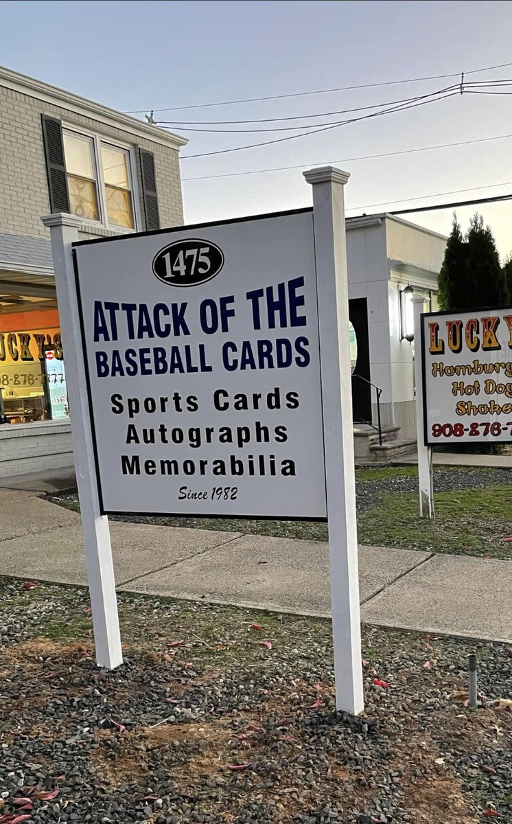 baseballblog's tweet photo. ATTACK OF THE BASEBALL CARDS new sign arrived today at our new location in Clark!! Still hoping for a soft opening a week from this Saturday (November 5th)… #attack22 https://t.co/kQC2yNGoWQ