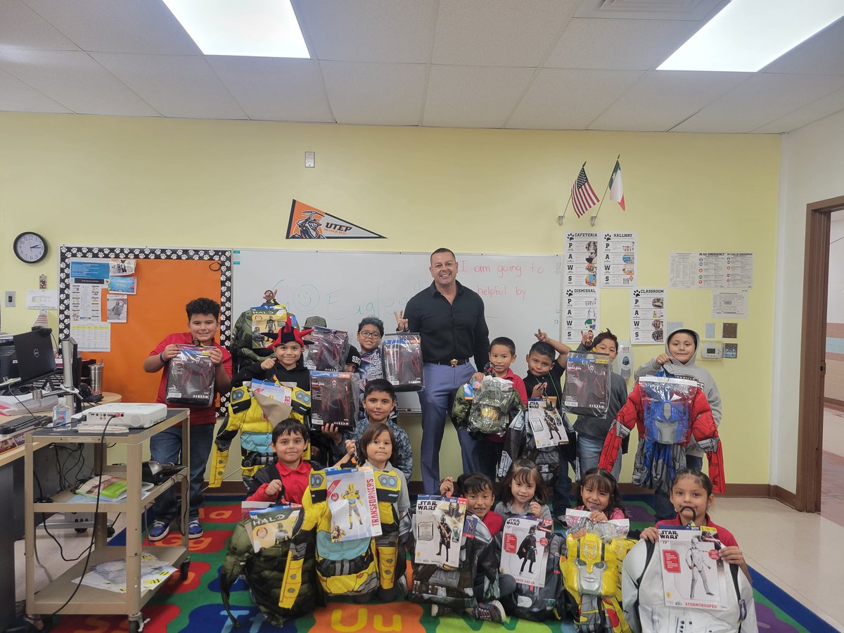 darenas_TISD's tweet photo. Happy Halloween to the students of TES, I hope the students like their costumes that I gave them.  #TISDPROUD https://t.co/pTlYbxPoim