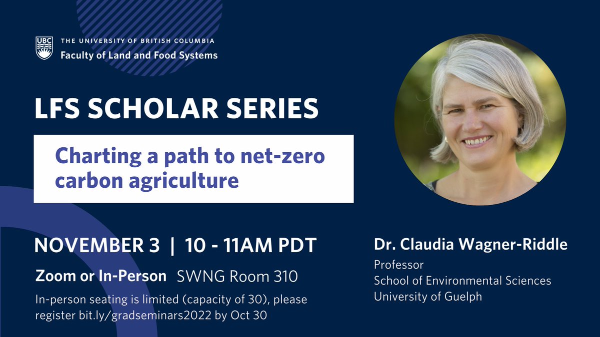 Upcoming <a href="/ubcLFS/">UBC Faculty of Land and Food Systems</a> Scholar Series - Charting a path to net-zero carbon agriculture, with Dr. Claudia Wagnzr-Riddle <a href="/UofG_SES/">School of Environmental Sciences</a> 👇🏼 Register here 👇🏼 Spread the word 🚀☎️📡📮