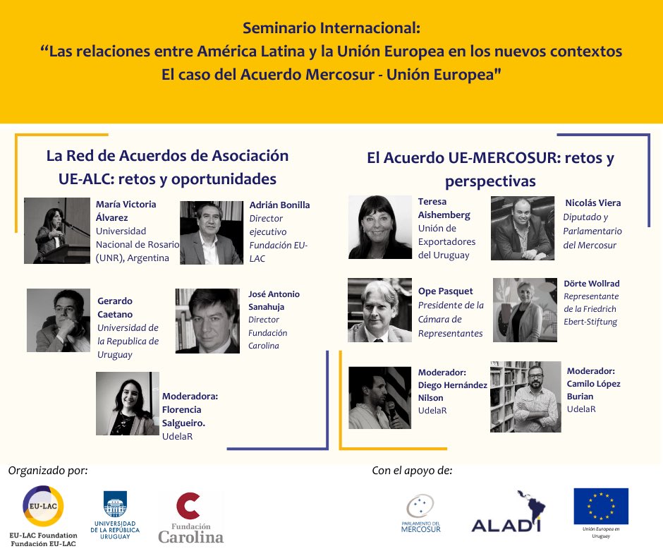 opeuy's tweet photo. Seminario "Las relaciones entre América Latina y la Unión Europea en los nuevos contextos. El caso del Acuerdo Mercosur-Unión Europea".

🗓 29 de octubre 
⏰ 9:00 am
📍 ALADI https://t.co/b9oD1V7FQc