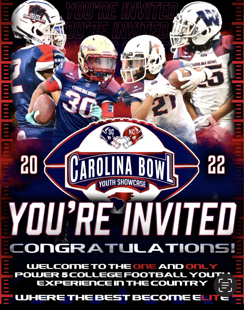 Blessed to receive an invite to this years <a href="/carolina_bowl/">Carolina Bowl</a> <a href="/qbcoachrr17/">Ramon Robinson (RR Elite QB Academy)</a> <a href="/coach_c_23/">Aaron Cottingham</a> <a href="/amanirichburg88/">Coach Cap</a> <a href="/HatfieldQuin/">Quin Hatfield</a> <a href="/NewAgeCoachK/">Kamrie Connell</a> <a href="/ccesfootball/">Christ Church Football</a> <a href="/cavcoach92/">Kenneth Ramey</a> #qb