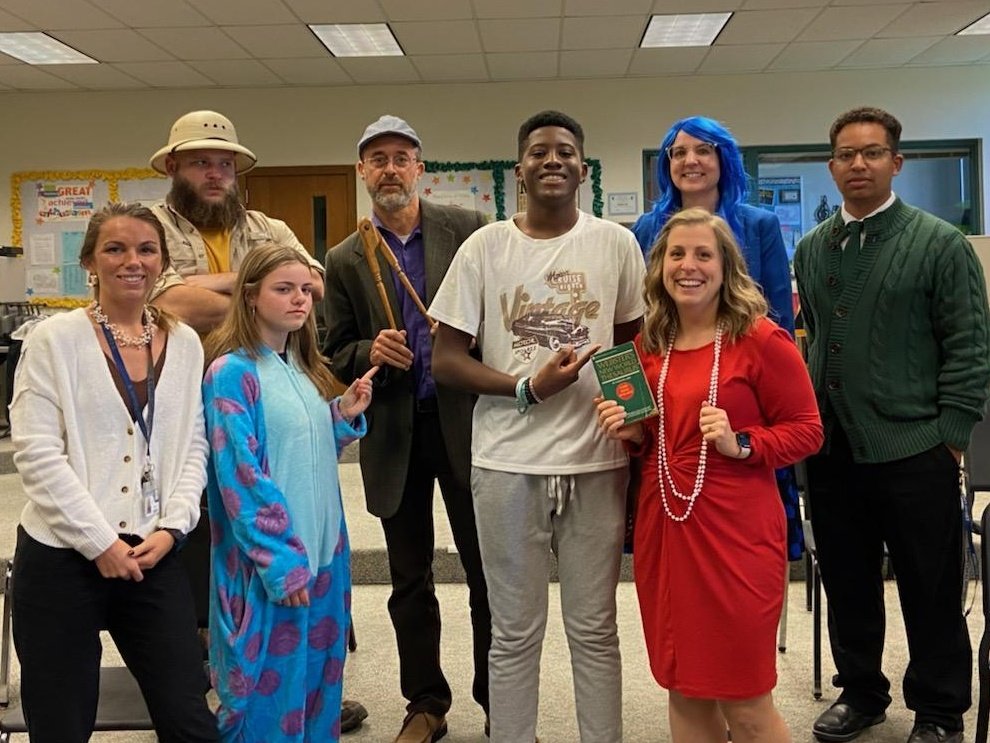 TruexCreateLab's tweet image. Between Halloween door decorating and two team-wide games of Clue for #FalconsScare today, students- and staff- have enjoyed this week&apos;s festivities! Kudos to these two astute sleuths for adding up the clues to pinpoint the villians!