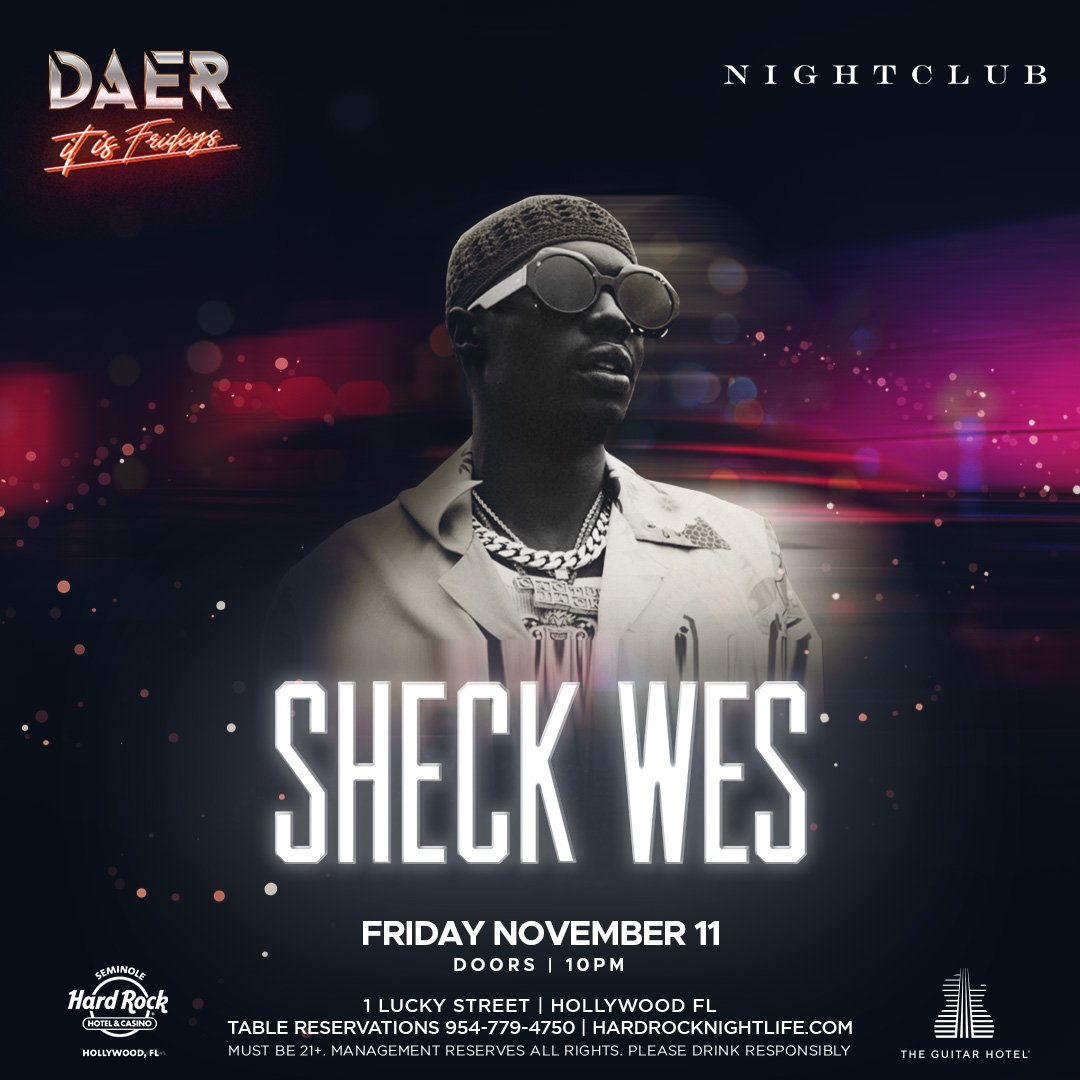 MYAMImusic's tweet photo. Fri Nov 11 Young @sheckwes aka Sheck Jesus Shuttlesworth 🏀💰 takes over @daersouthfl @hardrockholly‼️ https://t.co/NerUCdioNR