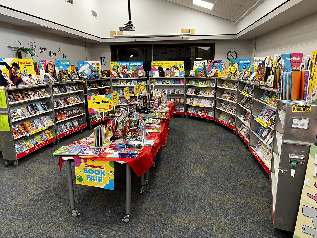 busy_librarian's tweet image. Best. Week. Ever. Book Fair Week! The fun continues tomorrow with Storybook Character Day! #kyleesrocks @kespanthers @KyleES_library