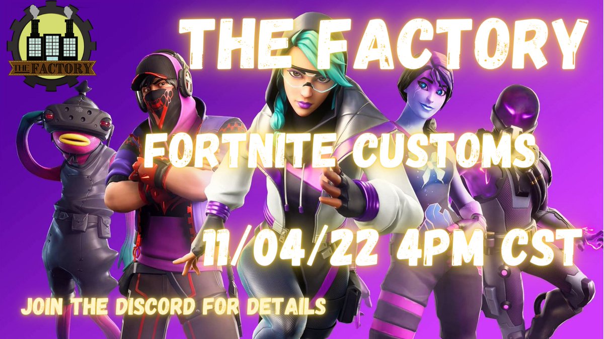 _The__Factory's tweet image. Don't forget we are hosting @FortniteGame Customs next friday!!! 11/4/22!! Join the discord and get yourself in!  We want you there!!! #gamers #gamingcommunity #Fortnite #gametogether #discord #discordcommunity #discord

@TwitterRetweets @SmallStreamersR 

discord.gg/TXB79AtQFu