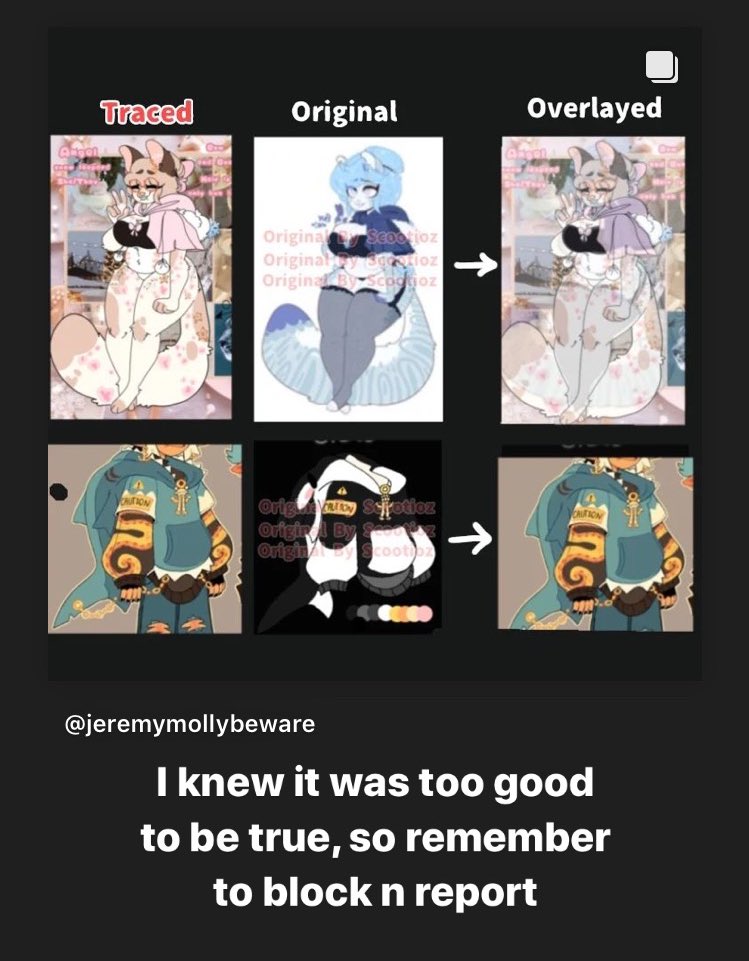 MarshieGoat's tweet photo. Welp... This obviously isn’t my job. I’ve just stumbled upon a couple of new beware posts, but knowing Molly (pweachcobler/MilliesOcStorag) she might tweet in either defence or offence, so lemme be the messenger for a bit and just show the yearly/monthly art thievery instead (🧵) https://t.co/KucK5qRxWp