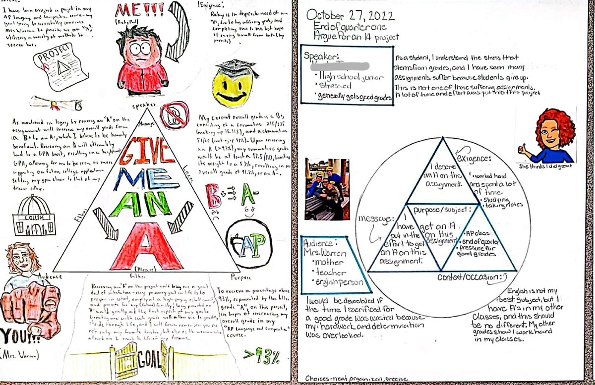 alwayswrite123's tweet photo. Loving the #argument projects my #APLang students are turning in! These smart, savvy #HSstudents sure know how to Argue for an A! #edchat #rhetoric @CollegeBoard @westfield_hs https://t.co/R1E7QsfqT9