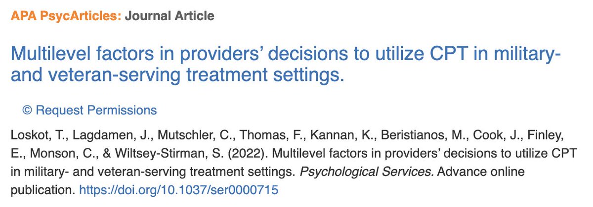 Taylor Loskot (she/her) (@taylorloskot) on Twitter photo She's here, my very first peer reviewed first author manuscript š„³
Thank you so much to the village that pulled this together with me over the last 3 years! <a href="/ChristinaMutsch/">Christina Mutschler, PhD</a> @slwiltsey @SWS_FASTLab <a href="/CandiceMonson/">Candice Monson</a> <a href="/erin_finley/">Erin Finley</a> @DrJoanCook
doi.org/10.1037/ser000⦠She's here, my very first peer reviewed first author manuscript š„³
Thank you so much to the village that pulled this together with me over the last 3 years! <a href="/ChristinaMutsch/">Christina Mutschler, PhD</a> @slwiltsey @SWS_FASTLab <a href="/CandiceMonson/">Candice Monson</a> <a href="/erin_finley/">Erin Finley</a> @DrJoanCook
doi.org/10.1037/ser000ā¦