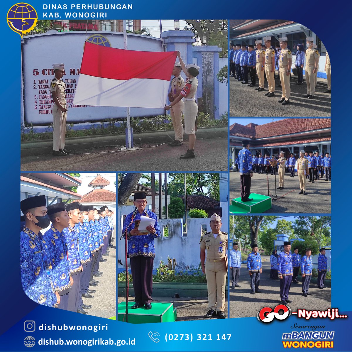 Upacara Memperingati Hari Sumpah Pemuda ke-94 Tahun 2022 di Lingkungan Dinas Perhubungan Kabupaten Wonogiri. 
Sumpah Pemuda Bersatu Bangun Bangsa