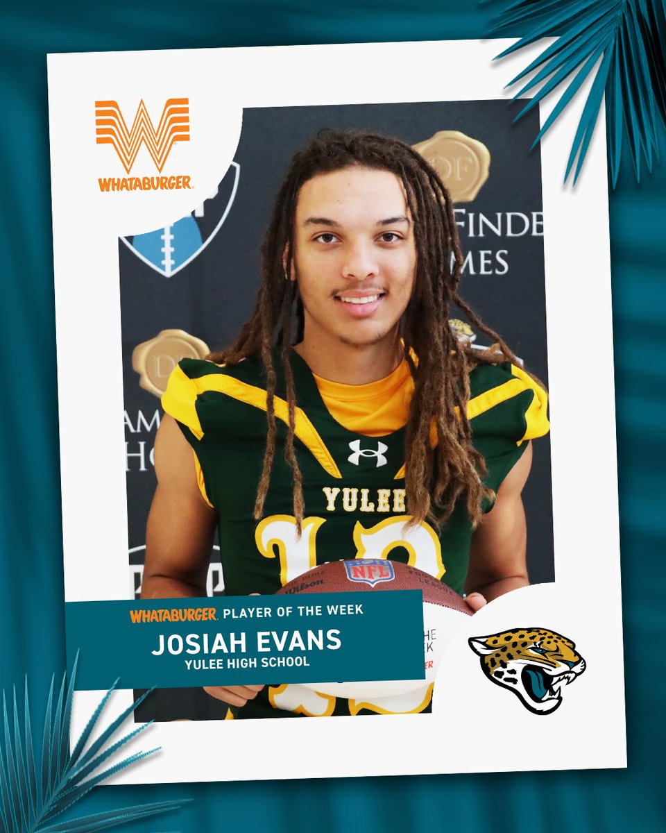 Jacksonville Jaguars (@jaguars) on Twitter photo Josiah Evans got it done on both sides of the ball, earning <a href="/Whataburger/">Whataburger®</a> Player of the Week Honors! Josiah Evans got it done on both sides of the ball, earning <a href="/Whataburger/">Whataburger®</a> Player of the Week Honors!