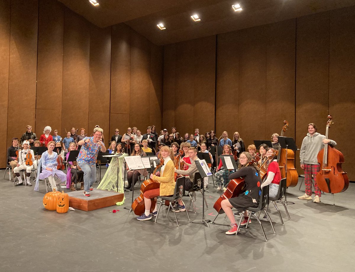 The <a href="/SalineHS/">Saline High School</a> Orchestras rocked the annual costume concert. 
- Fun Costumes 
- Witty Skits
- World premier composition by Emma Riggs, Class of 2023
- Well prepared performances
- Proud Orchestra Director (dressed as a dino &amp; Guy Fieri) 
<a href="/SalineSchools/">SalineSchools</a>  #sascompass <a href="/SalineBoosters/">Saline Music Booster</a>