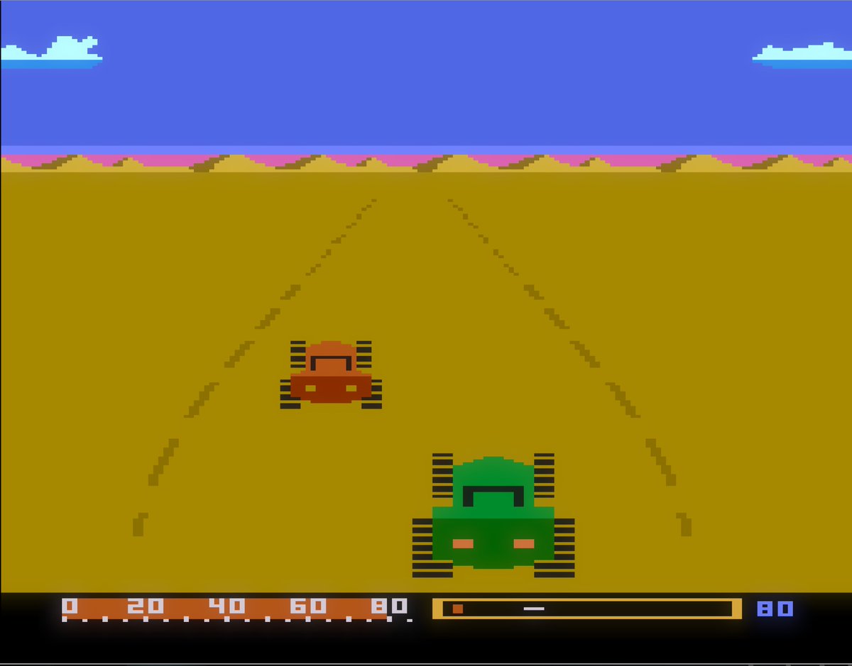 Baja Buggies is now #HighScoreEnabled for #Atari8bit #FujiNet users.
TNFS in usual place. 
Scores: scores.irata.online/bajabuggies.ht… 
All you high score fanatics have your work cut out for you. To even place, you have to get within the top 6 positions (signified by the white line).
