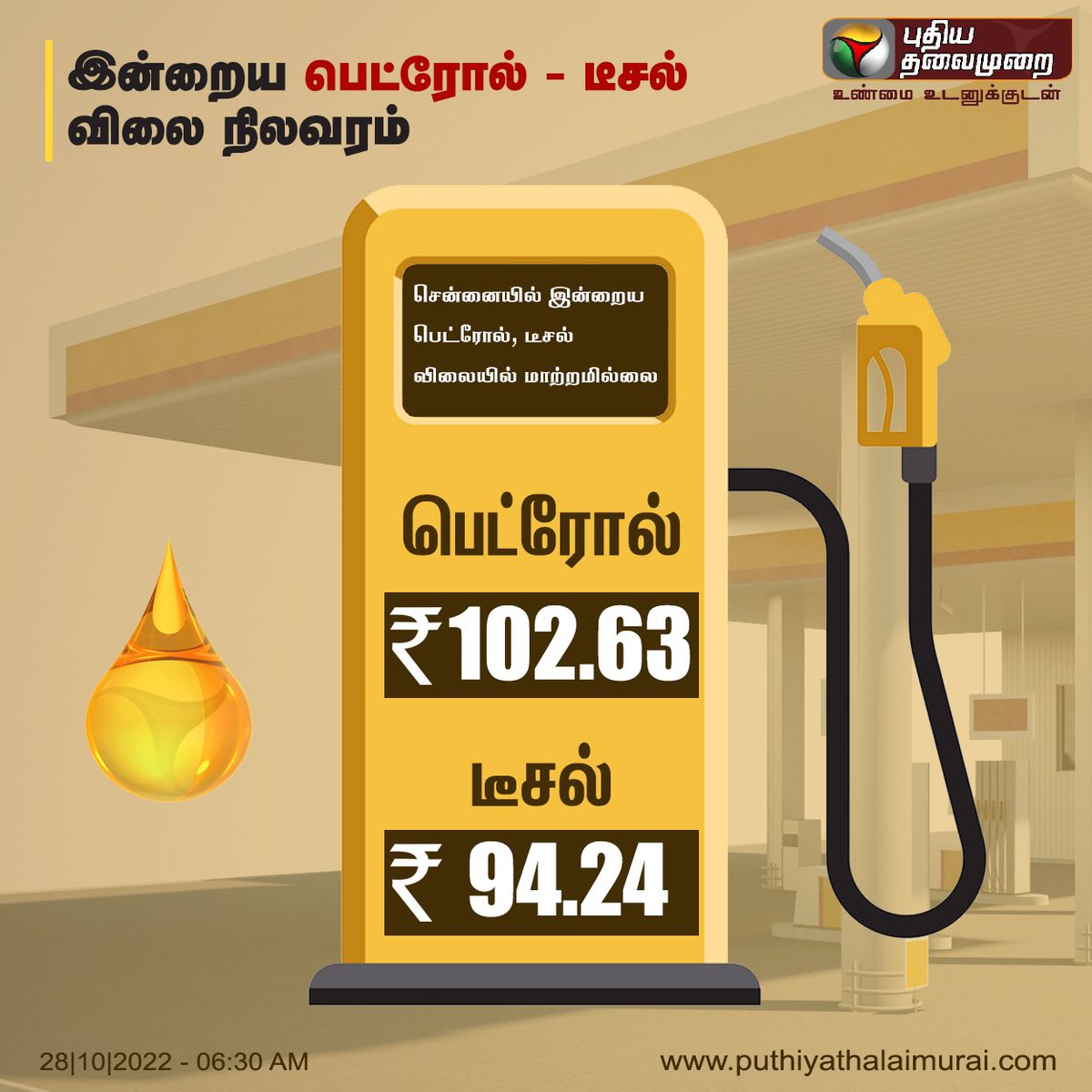 #NEWSUPDATE | இன்றைய பெட்ரோல் டீசல் விலை நிலவரம்! #PetrolPrice | #DieselPrice | #PetrolDieselPrice