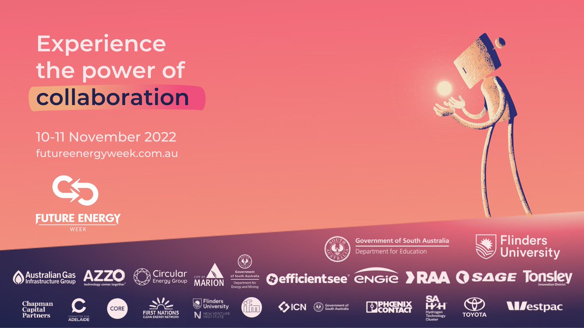 DEM_sagov's tweet photo. ๐กHear from our very own Richard Day on #SouthAustraliaโs #CleanEnergy Transformation and panellist Sam Crafter on the challenges and opportunities of scaling the #Hydrogen Economy. Final days to book your #FutureEnergyWeek tickets! 10-11 November โ https://t.co/JGoSrrZcJZ https://t.co/KzLWeP3Utd