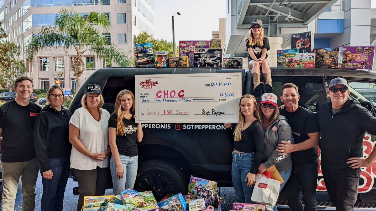 Thank you to <a href="/OGSgtPepperonis/">Sgt. Pepperoni's</a> in Newport Beach for the most successful fundraiser ever for Julian's Lego Corner <a href="/chocchildrens/">CHOC</a> w/ $45,000 raised and 130 Lego kits collected! <a href="/TellTheresa/">Theresa Walker</a> <a href="/DJLisaFoxx/">Lisa Foxx/Radio Hostess w/the Mostess</a> <a href="/LynetteRomero/">Lynette Romero</a> <a href="/CHOCWalk/">CHOC Foundation</a> <a href="/CHOC_GSG/">Glass Slipper Guild</a> <a href="/apronkdunn1/">Andrea Dunn</a> <a href="/StuNewsNewport/">Stu News Newport</a> <a href="/TheDailyPilot/">The Daily Pilot</a>
