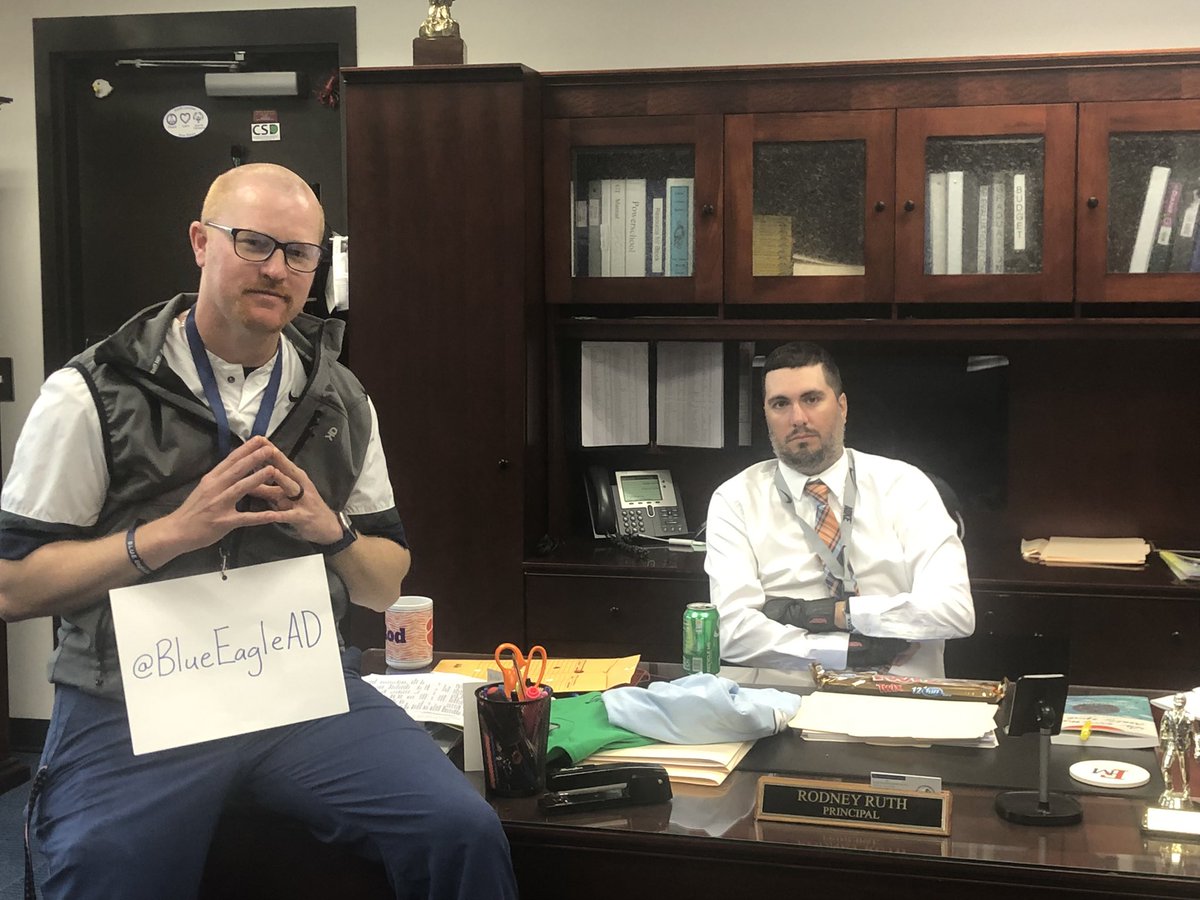 Coaches getting in on the fun today repping the best administration in the state!! Shoutout to <a href="/BlueEagleAD/">BlueEagleAD</a> and <a href="/RodRuth1/">Rod Ruth</a> for their tremendous leadership in Blue Eagle Nation!