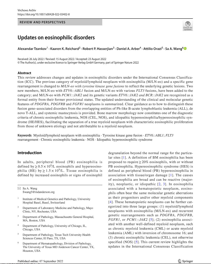 Sa A Wang, MD (@sawangmd) on Twitter photo this is another article of the Virchows Archiv series "Updates on Eosinophilic Disorders" with the link to the full text: rdcu.be/cVayv, <a href="/SocforHemepath/">SocforHemepath</a> #hemepath this is another article of the Virchows Archiv series "Updates on Eosinophilic Disorders" with the link to the full text: rdcu.be/cVayv, <a href="/SocforHemepath/">SocforHemepath</a> #hemepath