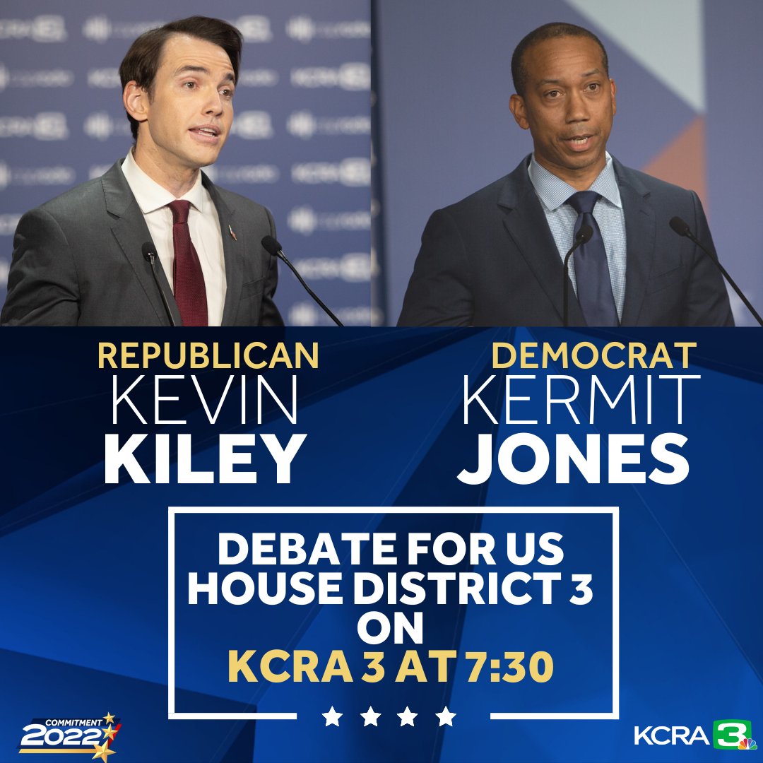 KCRA & CapRadio are hosting a live debate tonight for Democrat Kermit Jones and Republican Kevin Kiley, the candidates for the 3rd Congressional District. @KCRAEdieLambert & @_Nixo will moderate the debate. Starts at 7:30 p.m. Details ---> kcra.com/article/kcra-3…