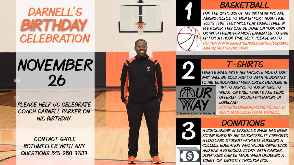 rothmega's tweet image. Help us celebrate @CoachDParker on his birthday Nov 26! The last day to order shirts is Nov 1. Shirts are $10 with $5 going to his scholarship fund.  Tshirts can be ordered through RP Diamond. l.facebook.com/l.php?u=https%…