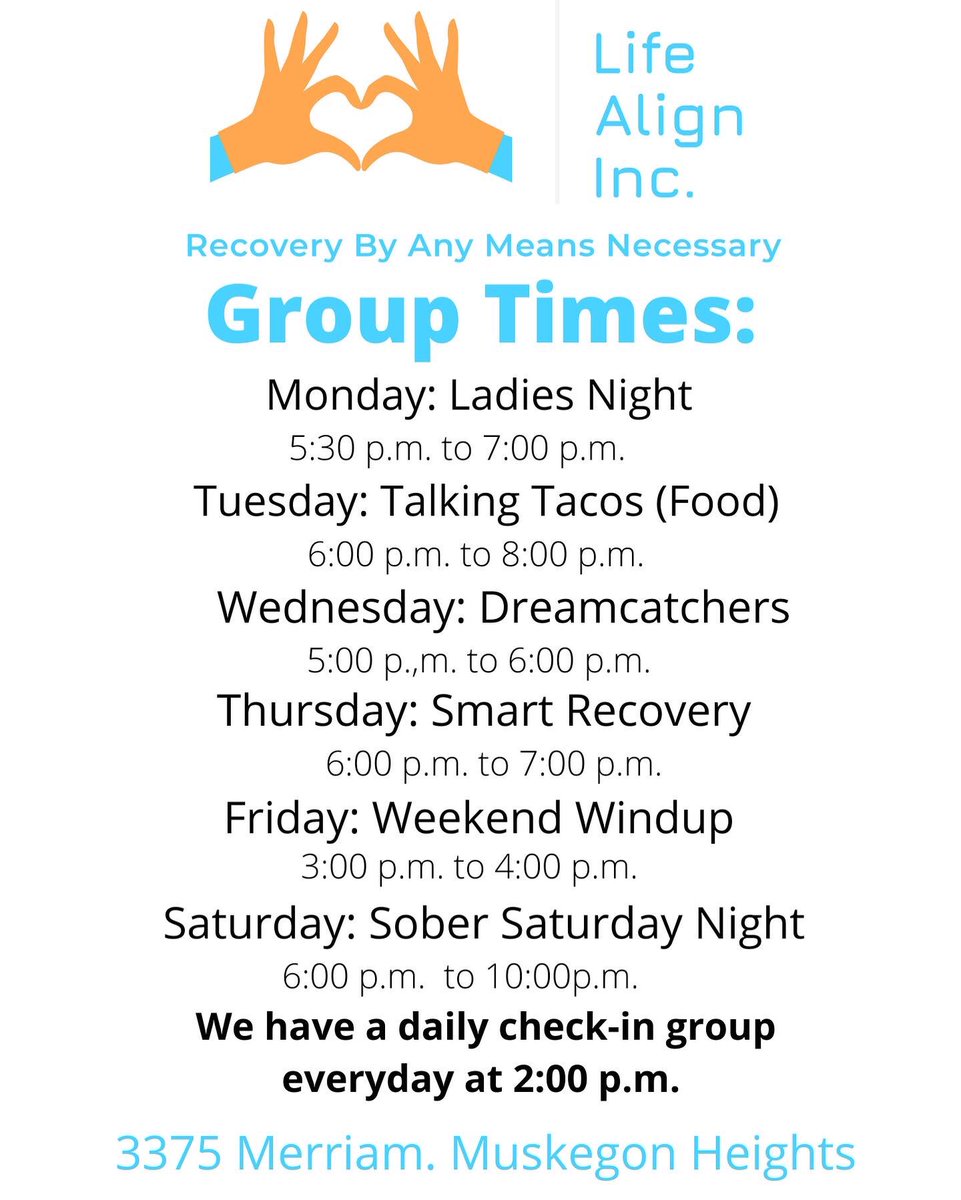 scharlow1's tweet photo. Life Align Inc. We are a non profit peer to peer recovery drop in center in Muskegon Heights, Mi 49444 https://t.co/4qZrzaBvZg