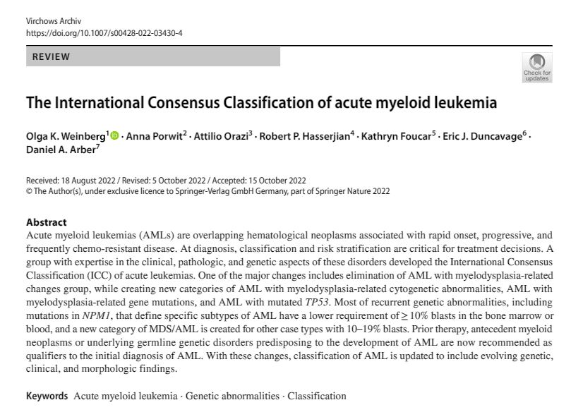 Sa A Wang, MD (@sawangmd) on Twitter photo AML ICC classification on Virchows Archiv for pathologists, link to the full article rdcu.be/cXYYs; <a href="/SocforHemepath/">SocforHemepath</a> #hemepath AML ICC classification on Virchows Archiv for pathologists, link to the full article rdcu.be/cXYYs; <a href="/SocforHemepath/">SocforHemepath</a> #hemepath