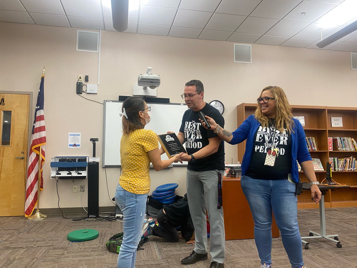We were so proud to surprise  Carmen Rodriguez as she "officially" retired from our district. Carmen has devoted the last 21 years in our district and did it each day with genuine love. Her attention to keeping the campus beautiful made her a stand out custodian. We ❤ U, Carmen!