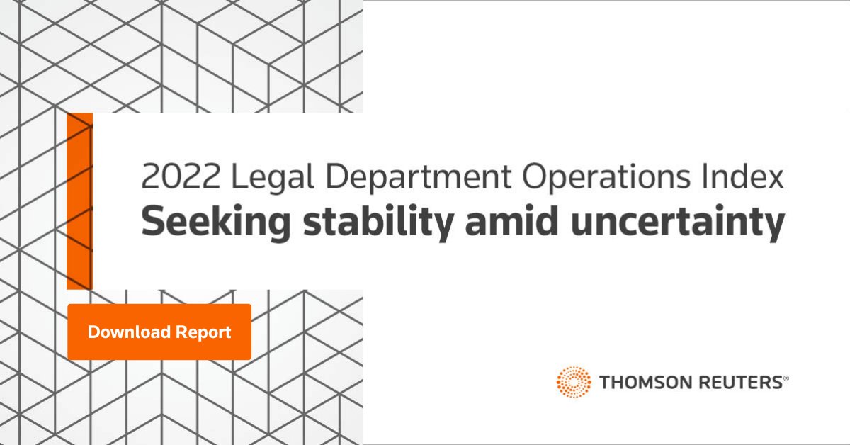 Our 2022 Legal Department Operations Index collated survey data &amp; real-world legal spend analytics from more than 1,500 corporate legal departments to explore the shifting priorities legal departments face. Download the special report. ow.ly/rZhl50LnvXB 

#TRLegalTracker