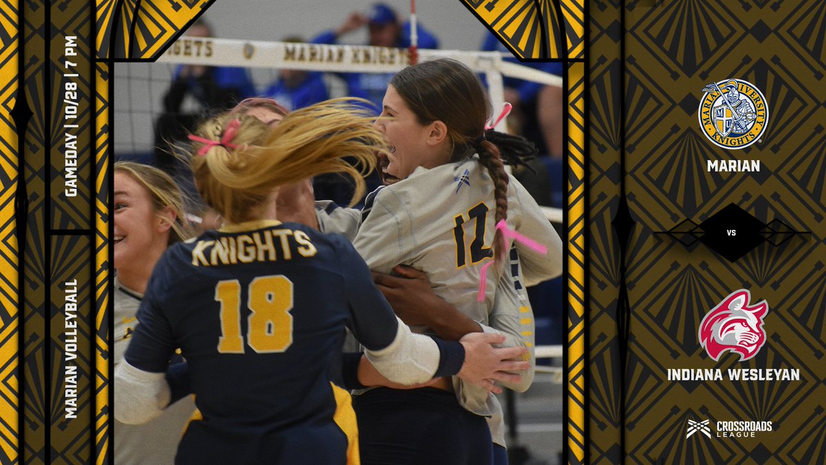 GAMEDAY!! 

<a href="/MarianVball/">Marian Volleyball</a> has a huge matchup tonight, as they take on No. 19 Indiana Wesleyan at 7 PM! 

Let's pack the house again, and <a href="/MarianManiacs/">Marian Maniacs</a> bring on your best Halloween costumes!