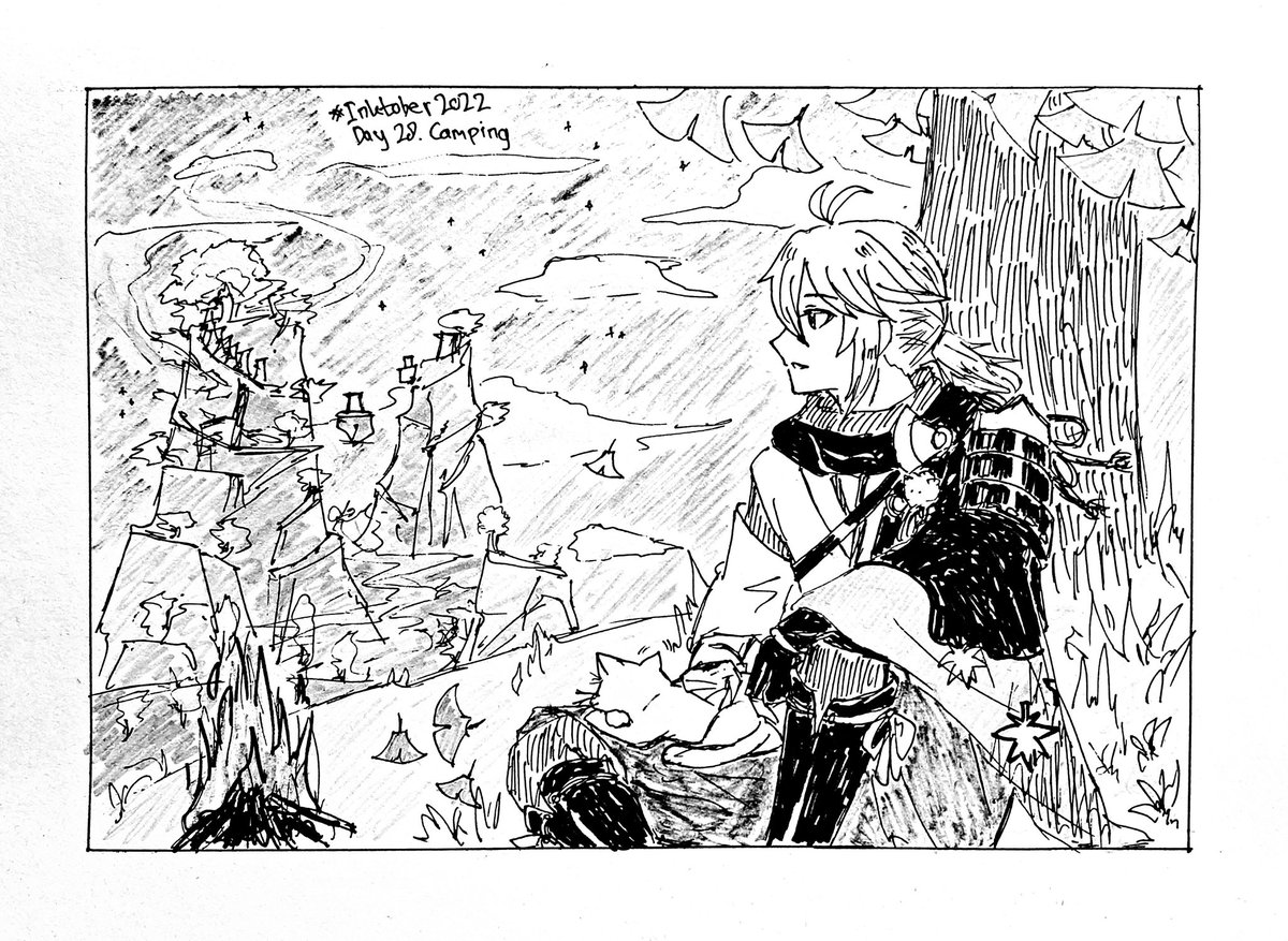 Inktober2022
Day 28 "Camping"
.
#Inktober #Inktober2022 #Genshinlmpact #KaedeharaKazuha #Fanart 