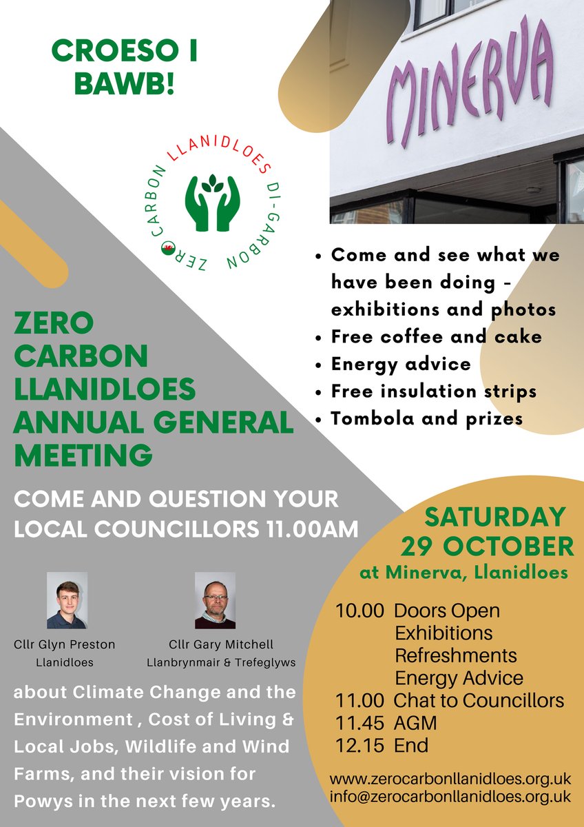 Two events in #Llanidloes tomorrow. Come for the @ZCLlanidloes AGM at Minerva and stay for a colourful woodland walk in nearby Allt Goch woods. #GreenConnectionsPowys