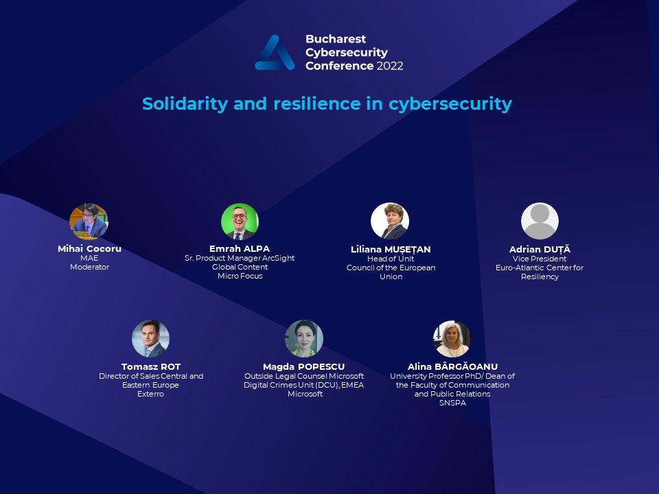 DNSC_RO's tweet image. Day 2 of #BucharestCybersecurityConference 2022, event organized by the Romanian National Cybersecurity Directorate, is LIVE!

ℹ️Solidarity and resilience in cybersecurity – Ballroom A+B stream: youtu.be/SZ7tonjz8Dk 

📕AGENDA dnsc.ro/bucharest-cybe…

#DNSC #CyberSecMonth