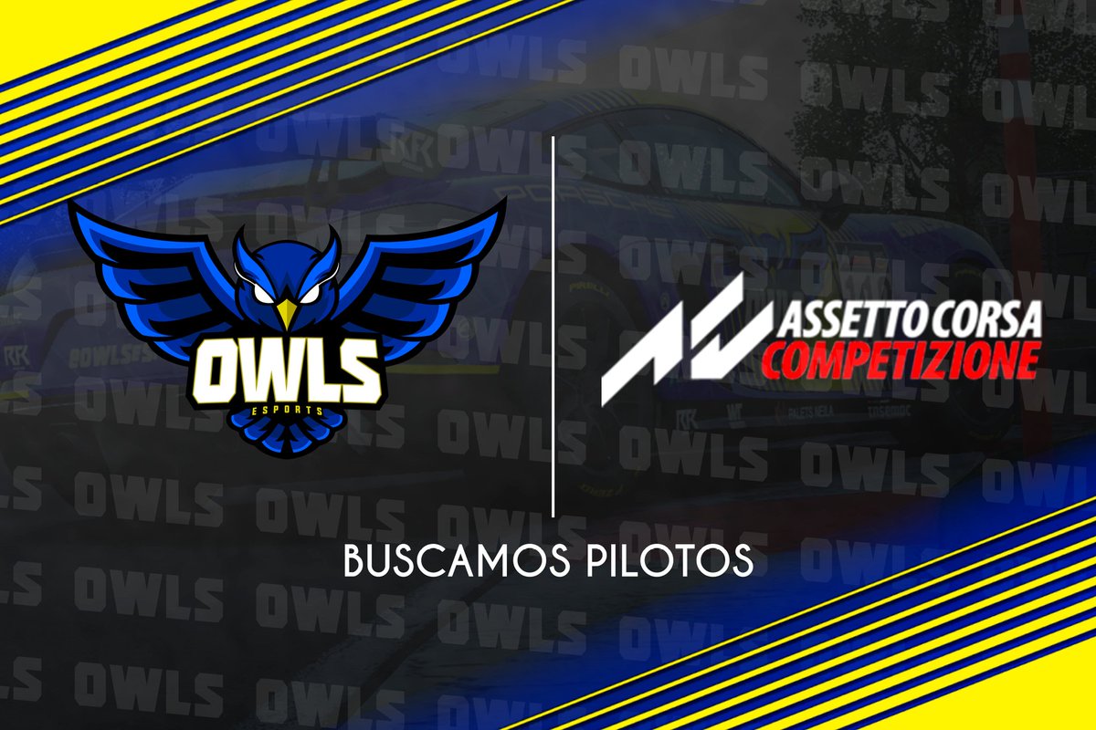 ➡️ BUSCAMOS PILOTOS !!🦉

En <a href="/OWLSeSports_/">OWLS eSports 🦉🇪🇦</a> buscamos pilotos para reforzar la Seccion de #ACC en PC.

Te gusta el Simracing y quieres pertenecer a la Familia de los Búhos?

Contacta con Nosotros por MD 📨

#SomosOwls #Familia #Insemac #PaletsNeila #RFK #WT #PC #ACC